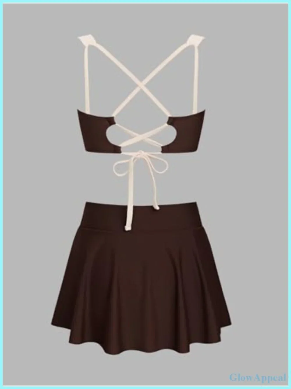 High Waisted Bikini Set Swim Skirt Modest Swimsuit Built In Briefs Removable
